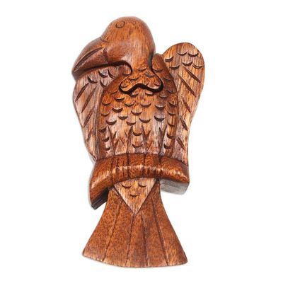 Alternate image for Bird Themed Suar Wood Puzzle Box Hand-Carved in Bali Bird of Secrets