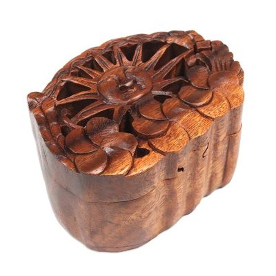 Alternate image for Suar Wood Puzzle Box Hand-Carved in Bali Sunlight Blooms