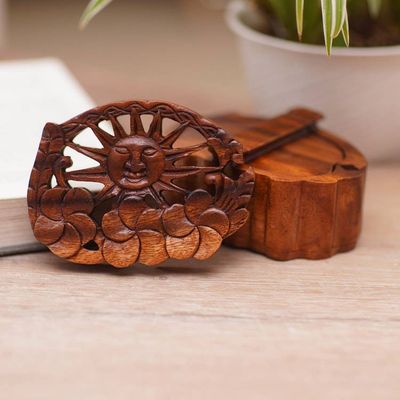 Alternate image for Suar Wood Puzzle Box Hand-Carved in Bali Sunlight Blooms