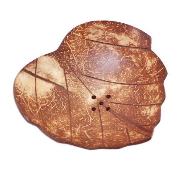 Alternate image for Coconut Shell Soap Dish with Heart Motif Clean Love