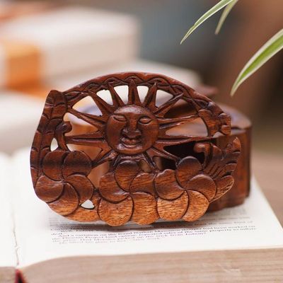 Alternate image for Suar Wood Puzzle Box Hand-Carved in Bali Sunlight Blooms