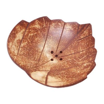 Alternate image for Coconut Shell Soap Dish with Heart Motif Clean Love