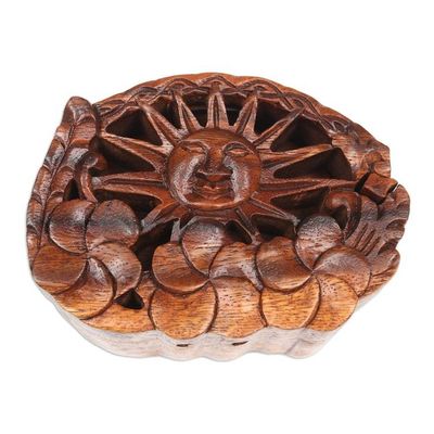 Alternate image for Suar Wood Puzzle Box Hand-Carved in Bali Sunlight Blooms