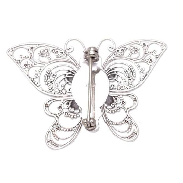 Alternate image for Sterling Silver Butterfly Filigree Brooch with Citrine Stone Glowing Butterfly