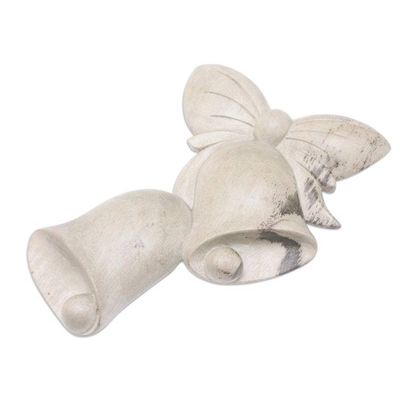 Alternate image for Balinese Hibiscus Wood Wall Art with Hand-Carved Bells Lucky Bells