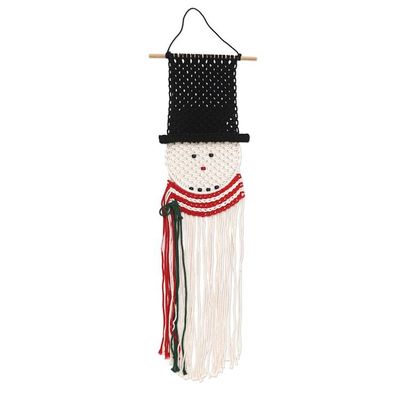 Alternate image for Holiday Snowman Macrame Wall Hanging Charming Snowman
