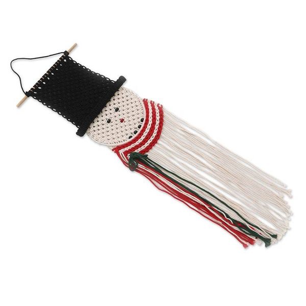 Alternate image for Holiday Snowman Macrame Wall Hanging Charming Snowman