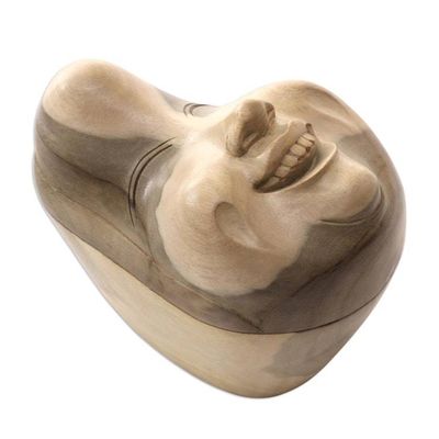 Alternate image for Hand Made Hibiscus Wood Decorative Box Keep Smiling