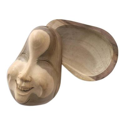 Alternate image for Hand Made Hibiscus Wood Decorative Box Keep Smiling