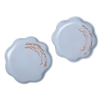 Alternate image for Hand Crafted Ceramic Dessert Plates Pair Naked Blue