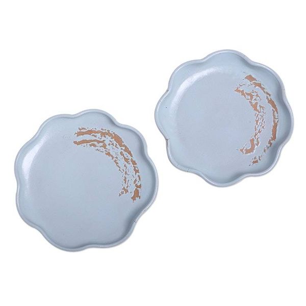 Alternate image for Hand Crafted Ceramic Dessert Plates Pair Naked Blue