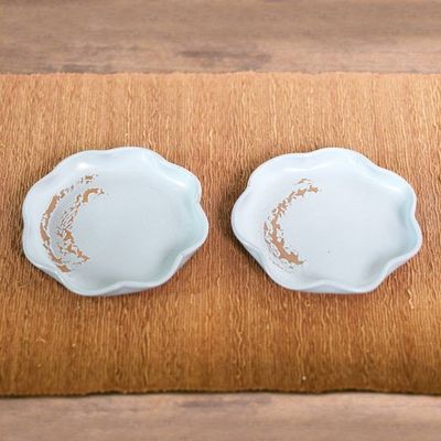 Alternate image for Hand Crafted Ceramic Dessert Plates Pair Naked Blue