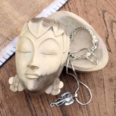 Primary image for Hand Crafted Hibiscus Wood Decorative Box Shy Woman