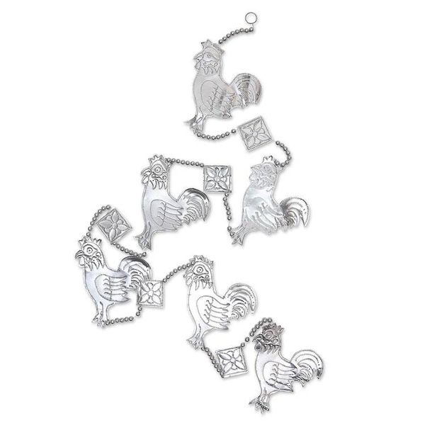 Alternate image for Aluminum Rooster-Themed Holiday Garland Set of 4 Farm Rooster