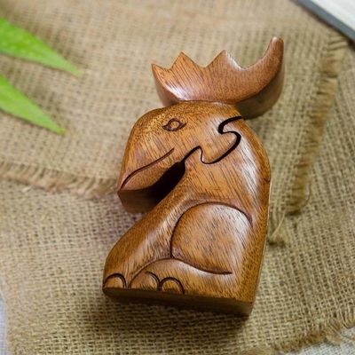 Alternate image for Decorative Wood Puzzle Box with Moose Motif Lead the Charge