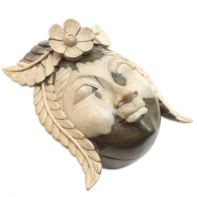 Alternate image for Artisan Crafted Hibiscus Wood Decorative Box Lady Rose