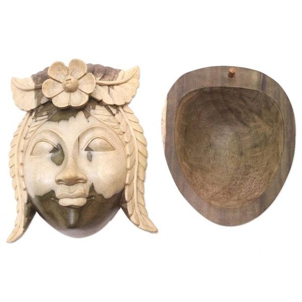 Alternate image for Artisan Crafted Hibiscus Wood Decorative Box Lady Rose