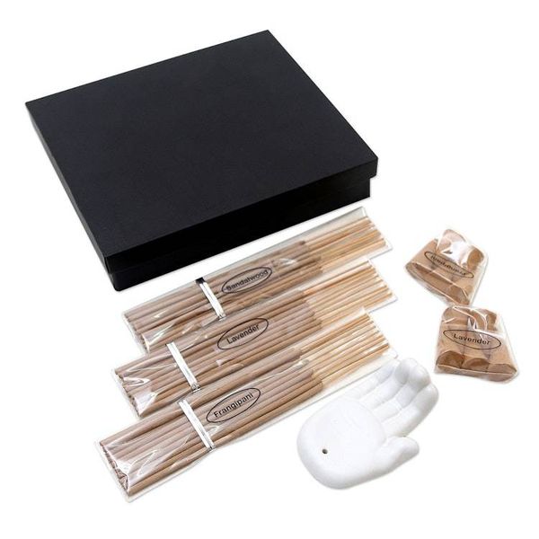 Alternate image for Lavender and Frangipani Ceramic Incense Set White Palm