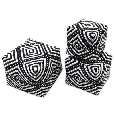 Alternate image for Embellished Decorative Bamboo Boxes Set of 3 Diamond Trance