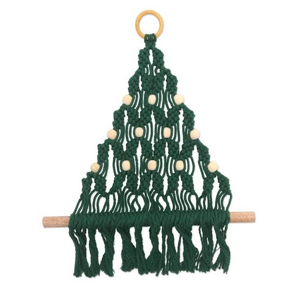 Alternate image for Cotton Macrame Christmas Wall Hanging Evergreen Tree