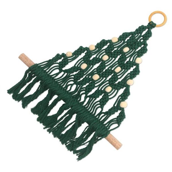 Alternate image for Cotton Macrame Christmas Wall Hanging Evergreen Tree