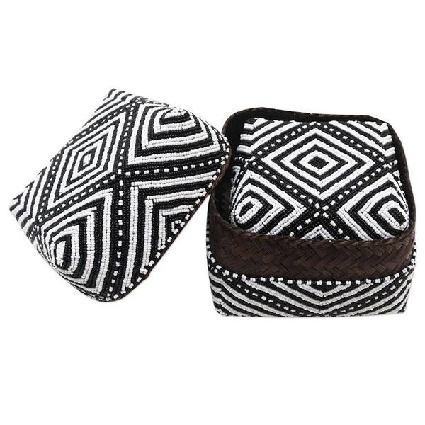 Alternate image for Embellished Decorative Bamboo Boxes Set of 3 Diamond Trance