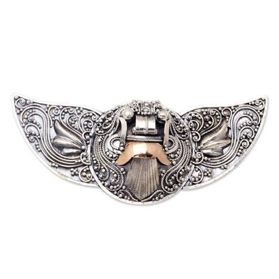 Alternate image for Hand Made Gold-Accented Brooch from Bali Balinese Myth