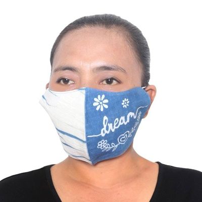 Alternate image for Natural Dyes All Cotton Batik Face Masks Set of 3 Smile, Dream, Patience