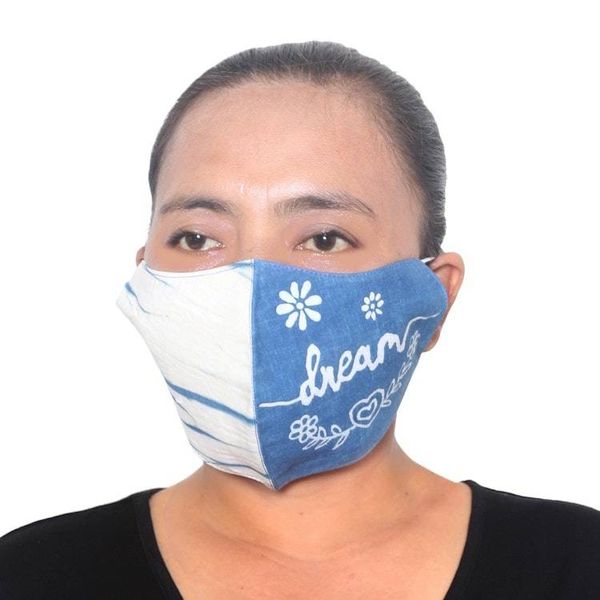 Alternate image for Natural Dyes All Cotton Batik Face Masks Set of 3 Smile, Dream, Patience