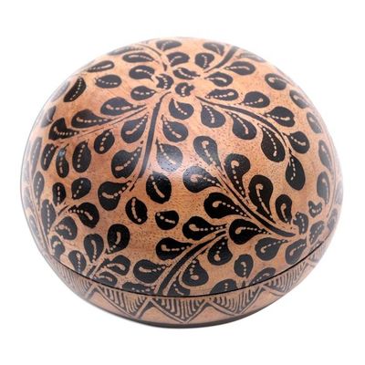 Alternate image for Hand Carved Decorative Wood Box Lively Leaves