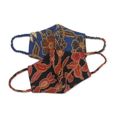 Alternate image for Pair of Cotton Batik Beaded Face Masks Beaded Batik