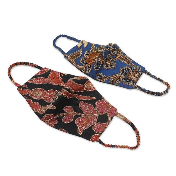 Alternate image for Pair of Cotton Batik Beaded Face Masks Beaded Batik