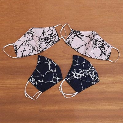 Alternate image for Handmade Cotton Face Masks Family Pack Set of 4 Crackled