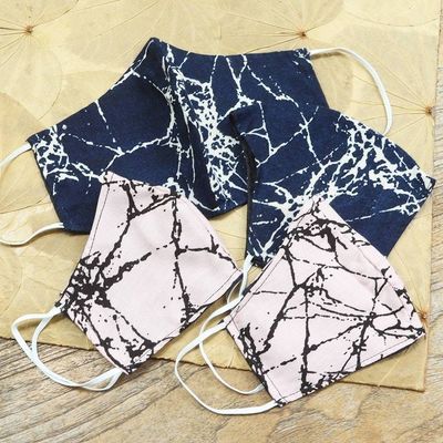 Alternate image for Handmade Cotton Face Masks Family Pack Set of 4 Crackled