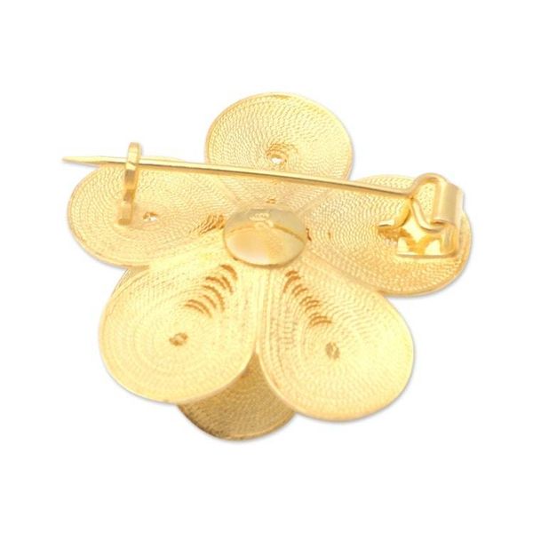 Alternate image for Hand Made Gold-Plated Sterling Silver Flower Brooch Plumeria Glow