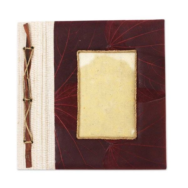 Alternate image for Red Natural Fiber Leaf-Motif Photo Album Autumn Spirit in Red