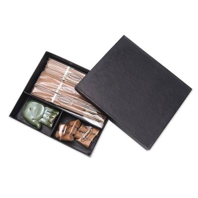 Alternate image for Boxed Incense Gift Set with Ceramic Holder Green Palm
