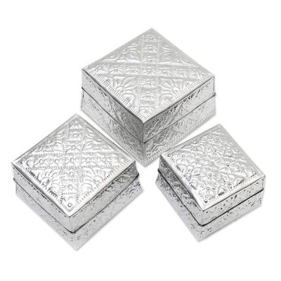Alternate image for Artisan Crafted Decorative Aluminum Boxes Set of 3 Lempuyang Sunset in Medium