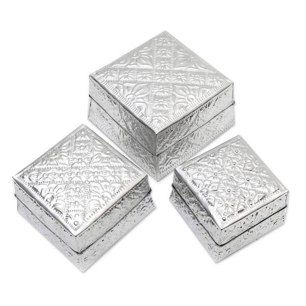 Alternate image for Artisan Crafted Decorative Aluminum Boxes Set of 3 Lempuyang Sunset in Medium