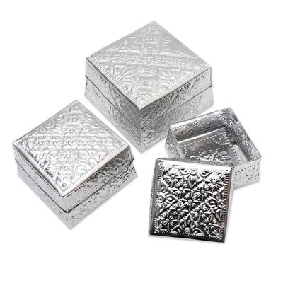 Alternate image for Artisan Crafted Decorative Aluminum Boxes Set of 3 Lempuyang Sunset in Medium