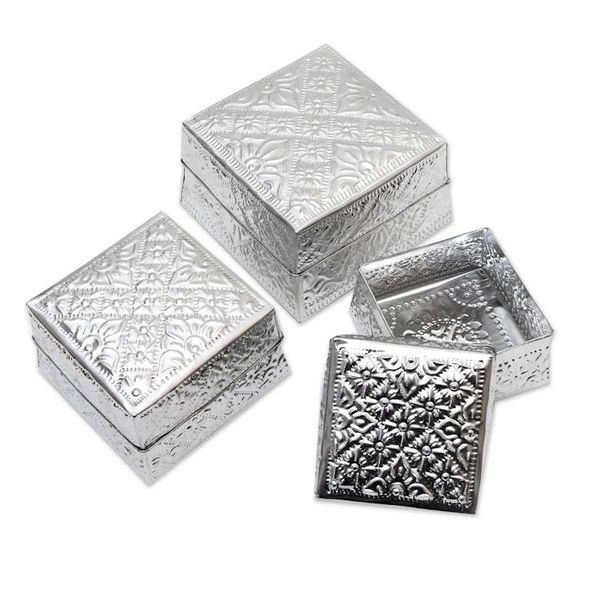 Alternate image for Artisan Crafted Decorative Aluminum Boxes Set of 3 Lempuyang Sunset in Medium