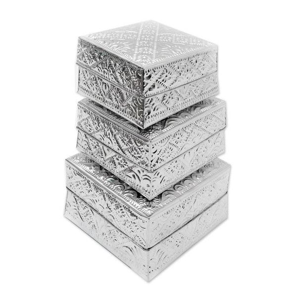 Alternate image for Handcrafted Decorative Aluminum Boxes Set of 3 Lempuyang Sunset in Large