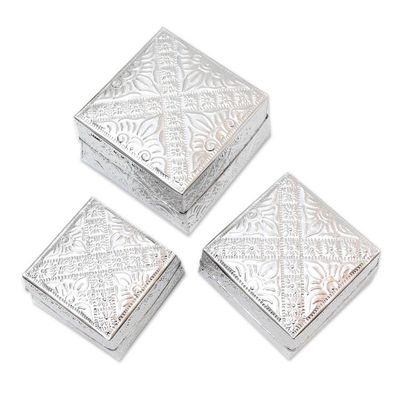Alternate image for Handcrafted Decorative Aluminum Boxes Set of 3 Lempuyang Sunset in Large