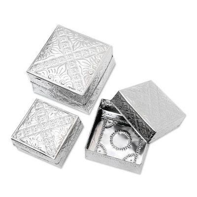 Alternate image for Handcrafted Decorative Aluminum Boxes Set of 3 Lempuyang Sunset in Large