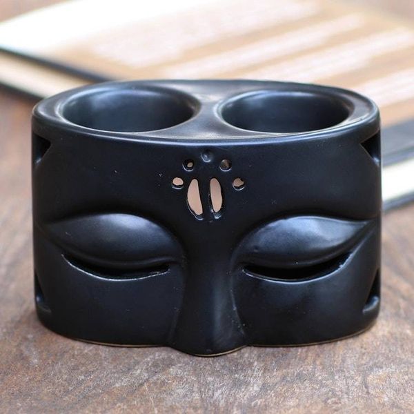 Alternate image for Black Ceramic Buddha-Themed Oil Warmer Warming Buddha in Black