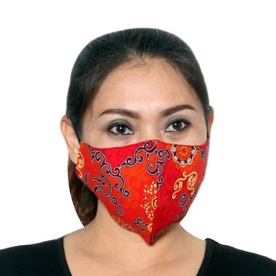 Alternate image for 1 Red-1 Green-1 Sepia-2-Layer Contoured Cotton Masks Bright Beauty