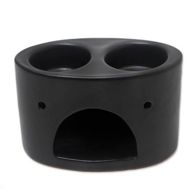Alternate image for Black Ceramic Buddha-Themed Oil Warmer Warming Buddha in Black