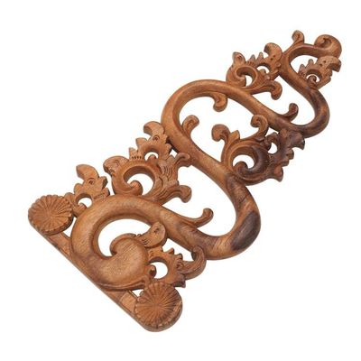 Alternate image for Balinese Wood Relief Panel Fire Motif Balinese Fire