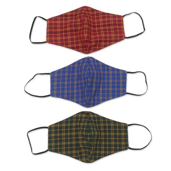 Alternate image for Set of 3 Plaid Cotton Face Masks with Elastic Ear Loops A Proper Plaid