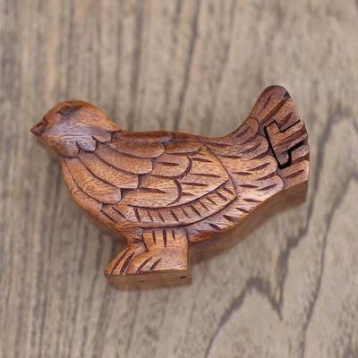 Alternate image for Handmade Suar Wood Magpie Puzzle Box Magic Magpie